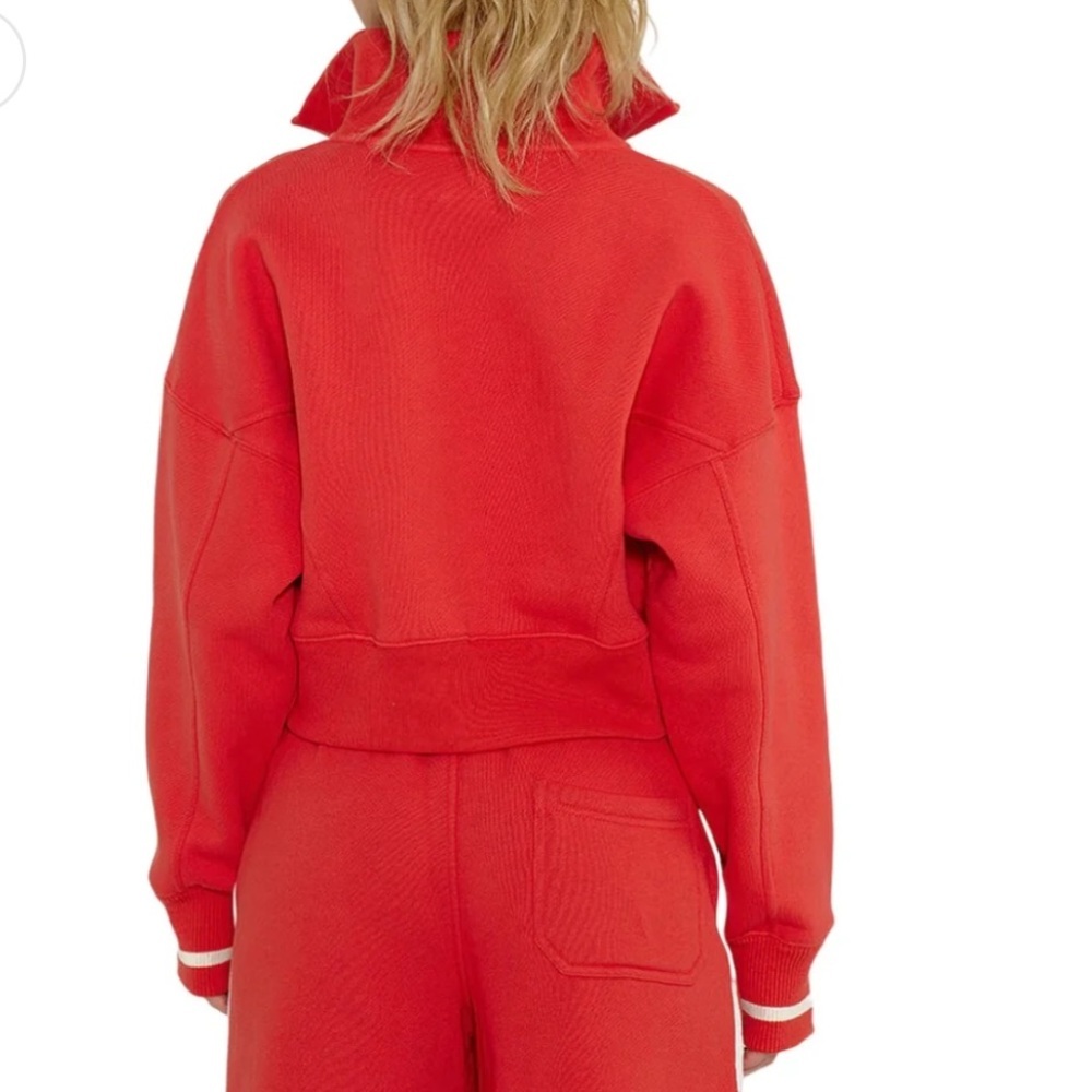 Vibrant Red Half-Zip Sweatshirt - Picture 2 of 11